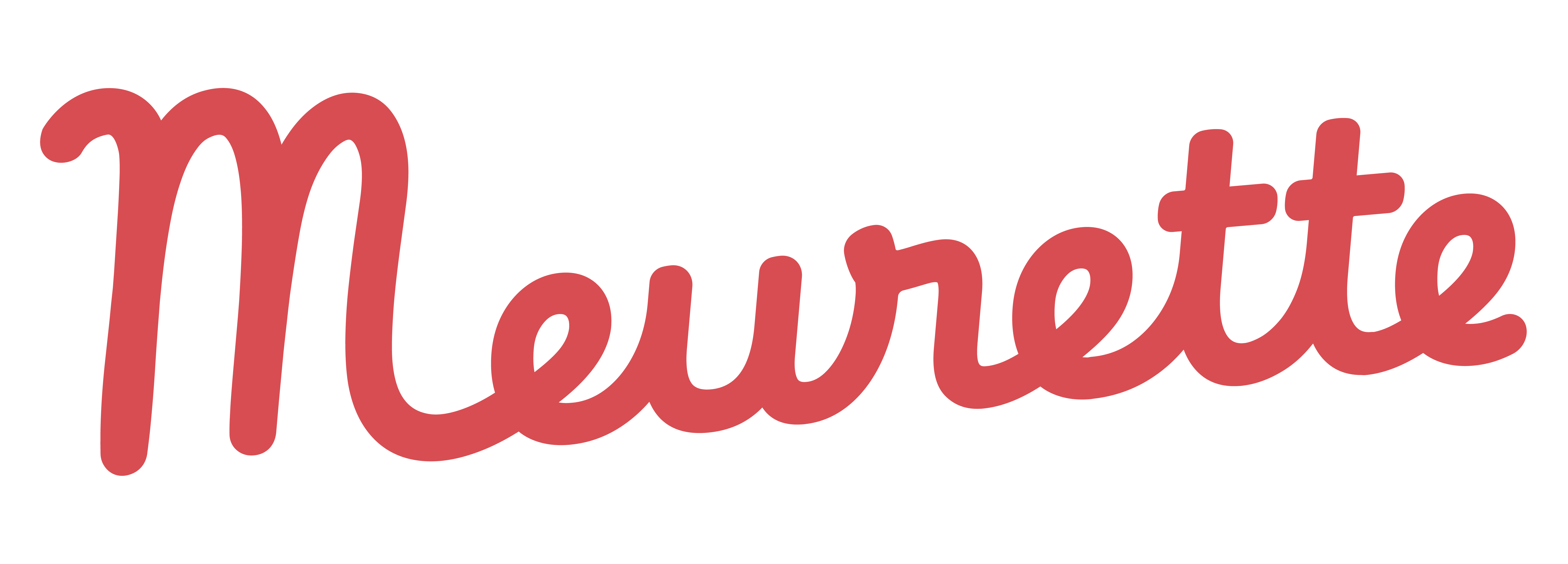 Logo du restaurant Meurette représenté en rouge avec le nom en lettres manuscrites