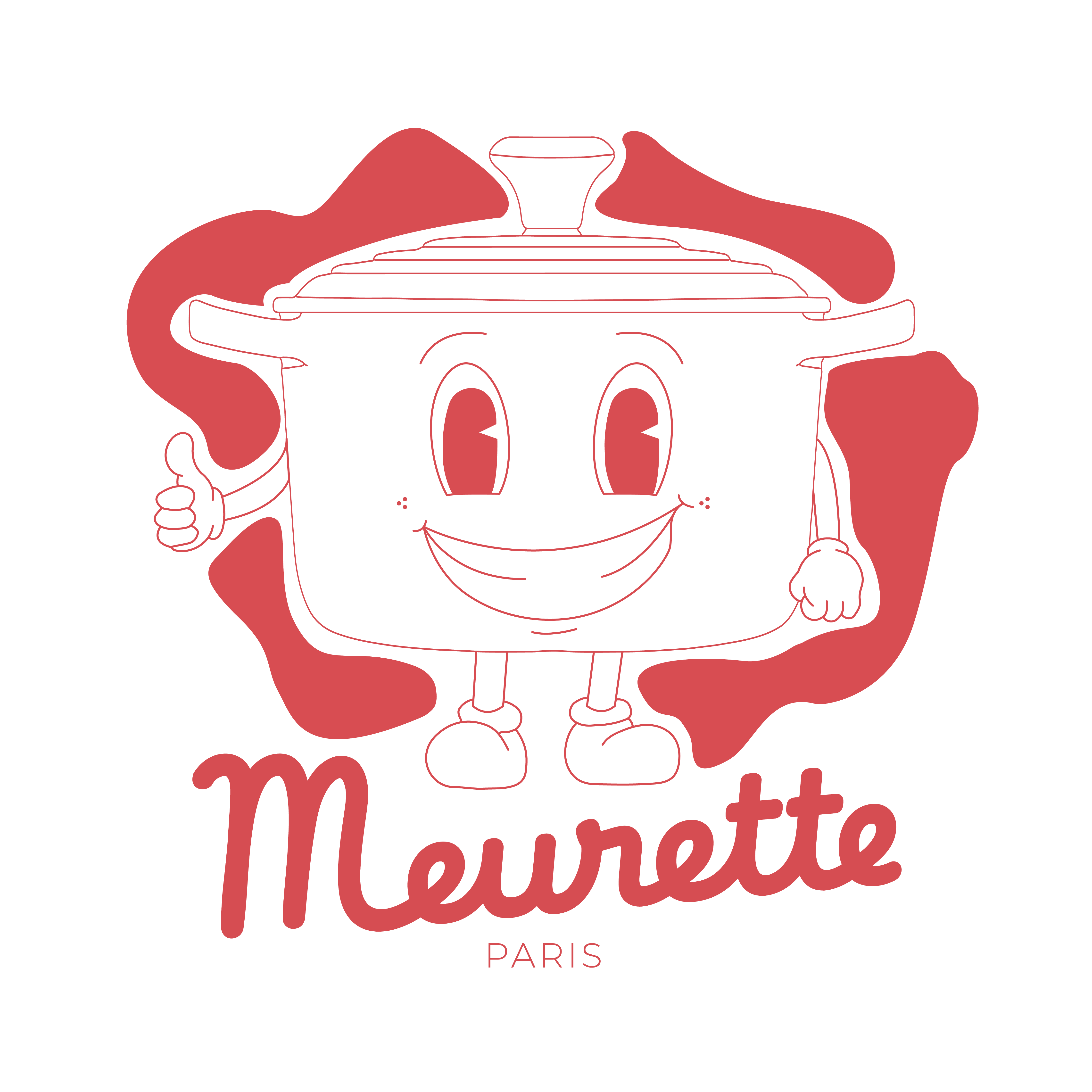 La mascotte Meurette, une cocotte souriante avec le nom du restaurant